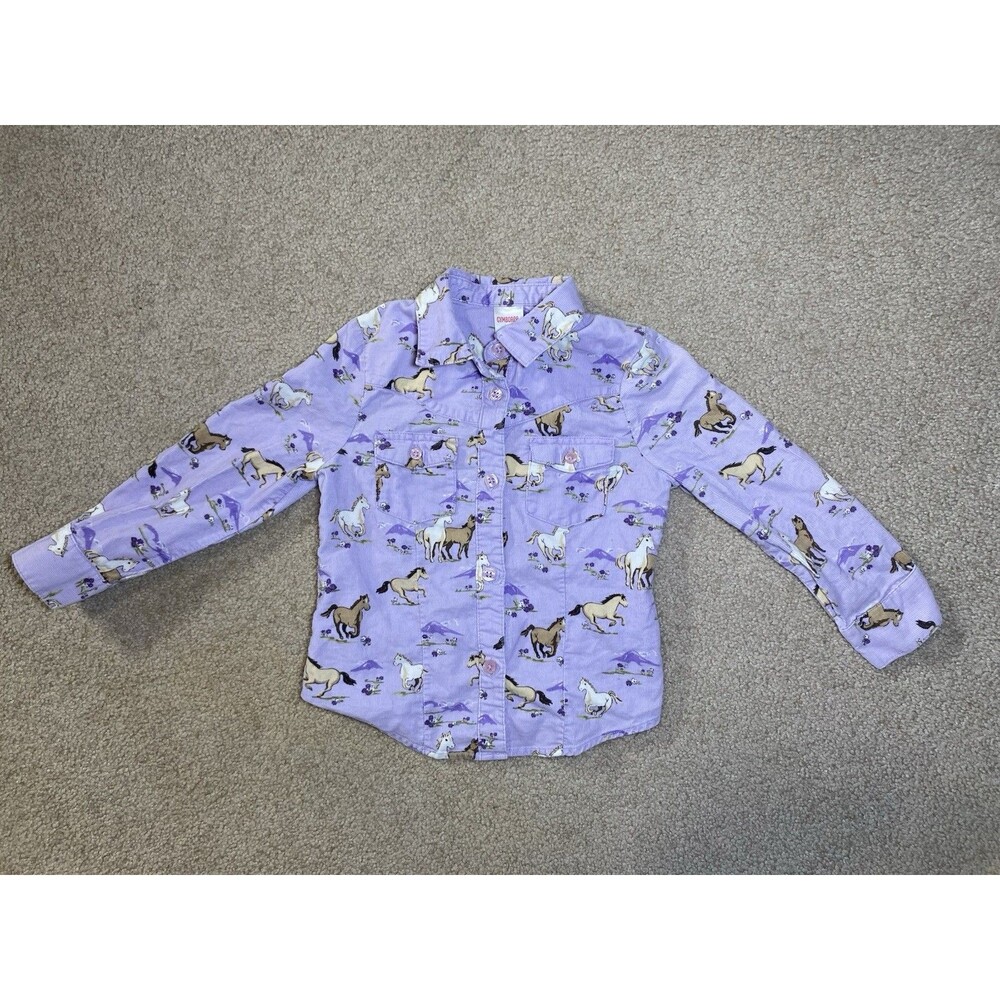 Gymboree Girls Size 4 Purple Corduroy Horse Western Shirt 2009